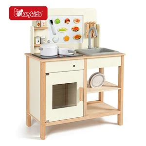 Montessori Interactive Wooden Kids Play Kitchen Set ,Educational Pretend Cooking Toys for Boys & Girls W10K036